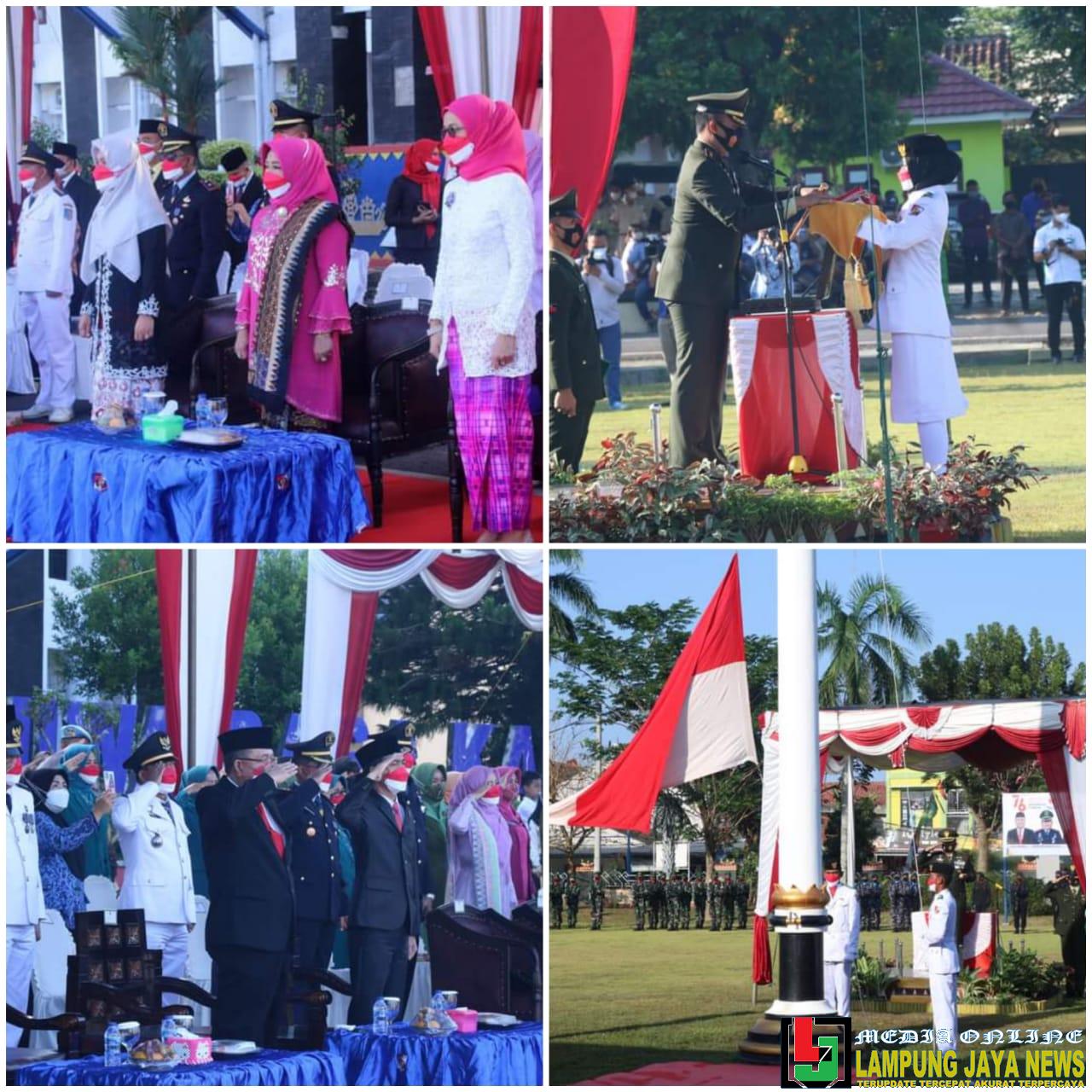 Letkol Inf. Harry Prabowo SE Pimpin Upacara Peringatan HUT RI Ke-76 di Kabupaten Lampung Utara