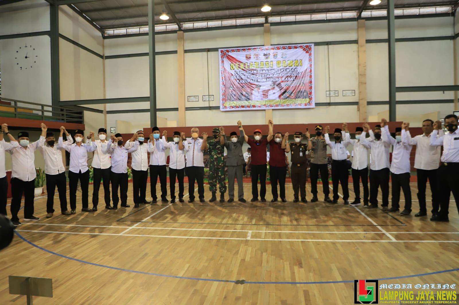 Jelang Pemilihan Peratin Serentak 2022, Pemerintah Kabupaten Lampung Barat Gelar Deklarasi Damai