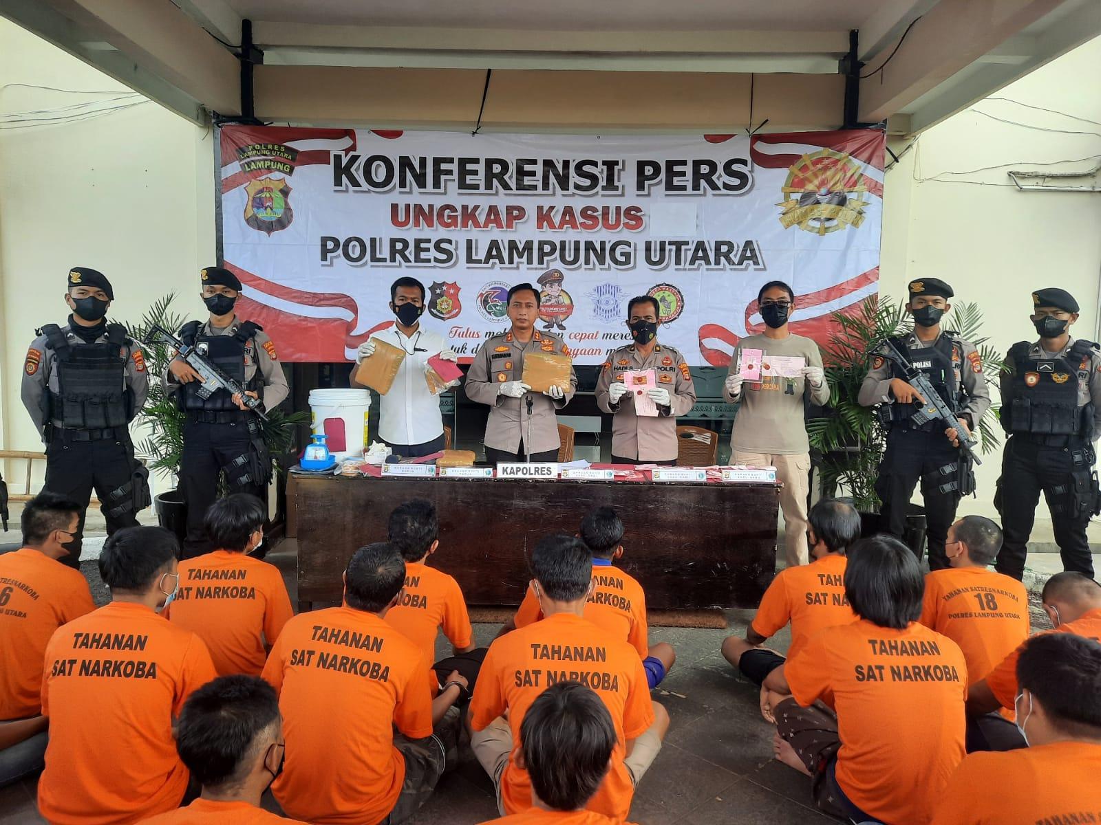 Ops Antik Kraktau 2022, Polres Lampung Utara Amankan 25 Tersangka Penyalahgunaan Narkoba