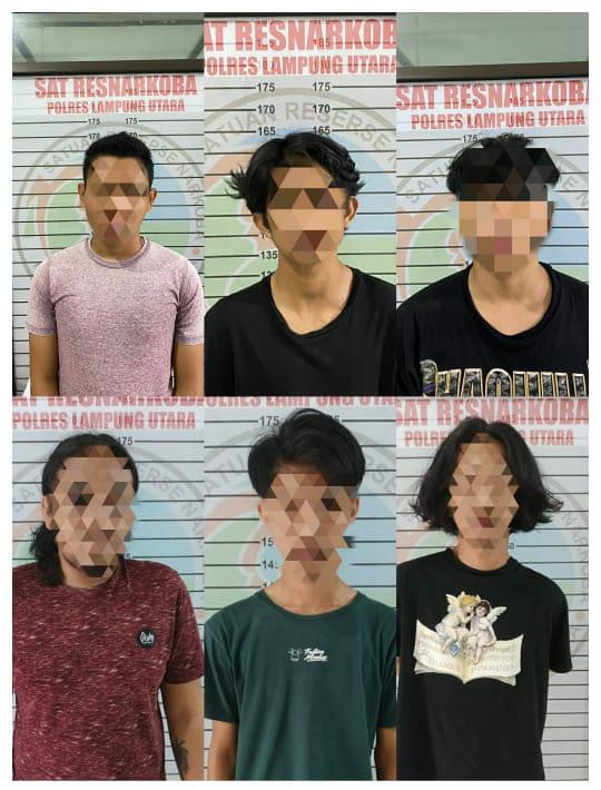 Diduga Pelaku Penyalahgunaan Narkoba, Polres Lampung Utara Ringkus Enam Orang Pria