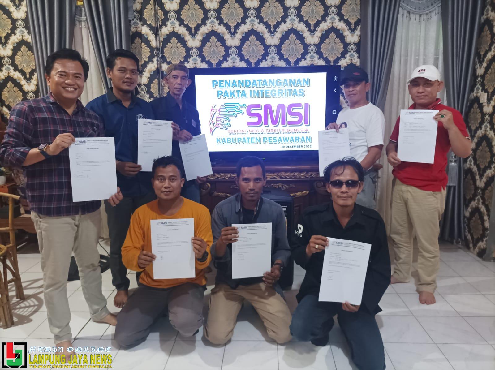 Penantanganan Fakta Integritas, Warnai Rapat Kerja SMSI Akhir Tahun 2022 Kabupaten Pesawaran