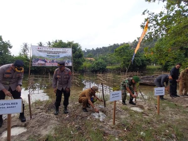 Kodim 0422/Lampung Barat Bersama Forkopimda Laksanakan Penanaman Mangrove Secara Nasional