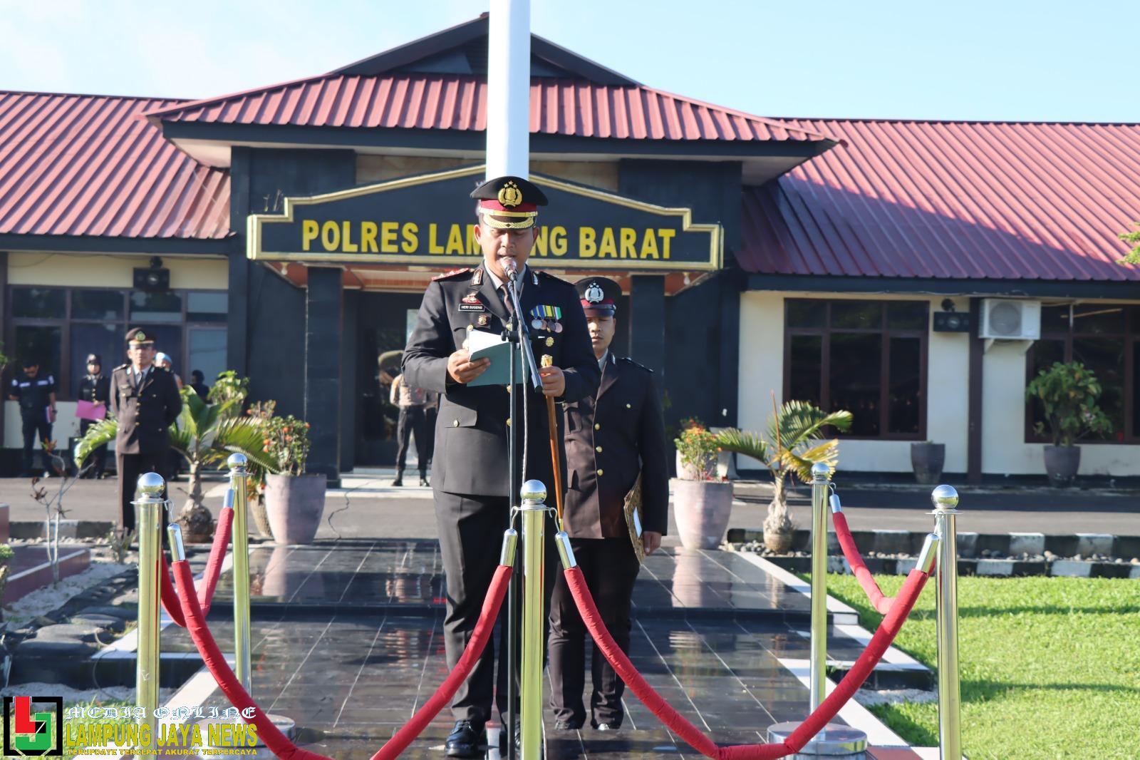 Kapolres Lampung Barat Pimpin Upacara Peringatan Hari Lahir Pancasila 1 Juni 2023