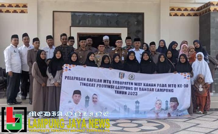 Bupati RAS, Melepas Kafilah Kontingen Way Kanan Untuk Mengikuti MTQ Ke-50 Tingkat Provinsi Lampung