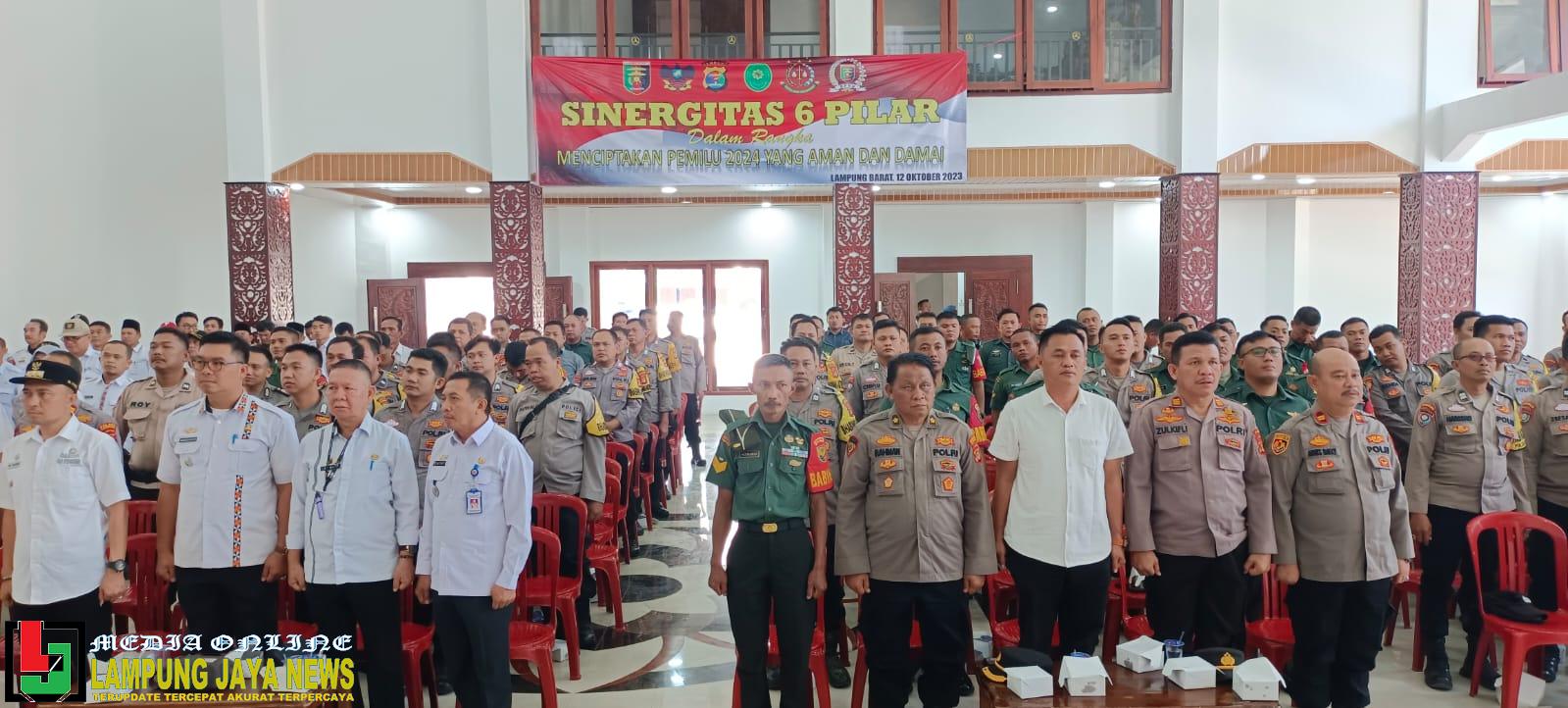 Polres Lampung Barat Ikuti Apel 6 Pilar, Ciptakan Pemilu 2024 Yang Aman dan Damai