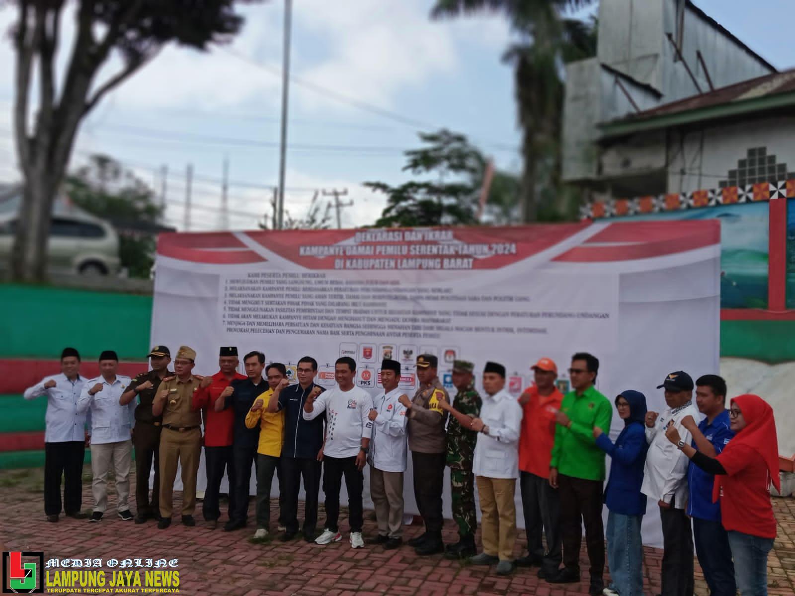 Deklarasi Damai Pemilu 2024, Polres Lampung Barat Ajak Seluruh Peserta Pemilu Ciptakan Situasi Damai