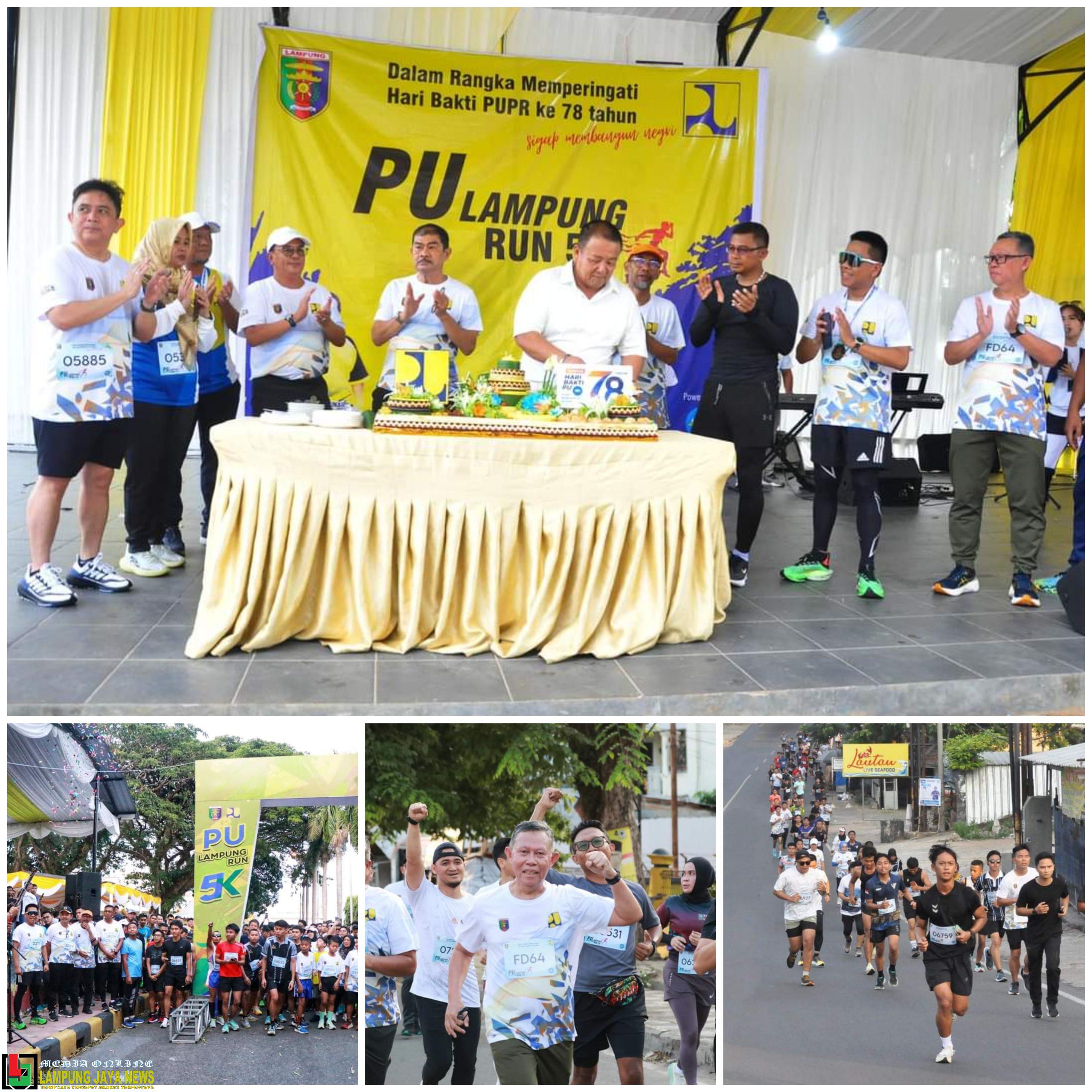 Peringati Hari Bakti Pekerjaan Umum ke-78 Provinsi Lampung, Gubernur Arinal Djunaidi Lepas PU Run 5 K