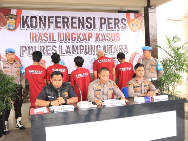 Tekan Gangguan Kabtibmas, Polres Lampung Utara Berhasil Ungkap 4 Kasus Dan Amankan 6 Tersangka
