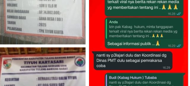 Kontroversi Perbub Tubaba Legalkan Dana Desa Untuk Renovasi Balai Tiyuh, Peninggalan Pj. Bupati Firsada