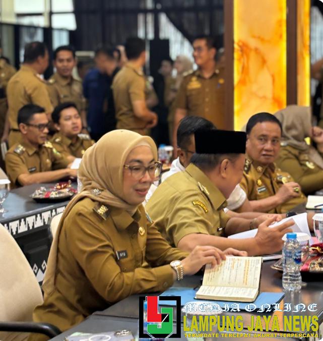 Bupati Way Kanan Ayu Asalasiyah Hadiri Rakor ATR/BPN RI dikantor Gubernur Provinsi Lampung