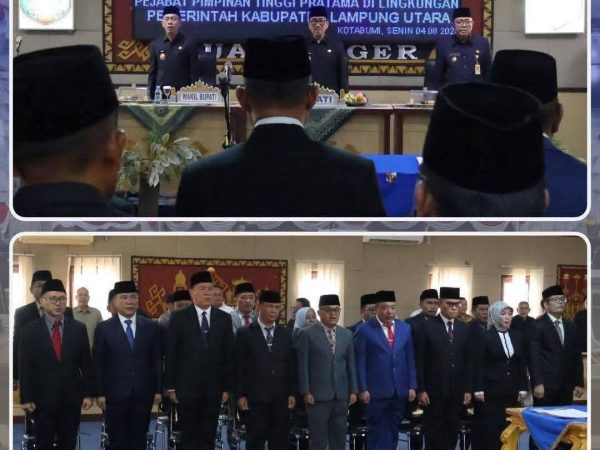 Bupati Dr. Ir. H. Hamartoni Ahadis, M.Si. Lantik 17 Pejabat Pimpinan Tinggi Pratama Pemkab Lampung Utara