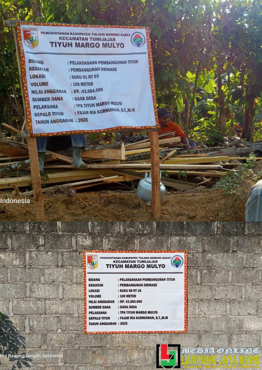 Proyek Drainase di Tiyuh Margo Mulyo Diduga Dipecah, Warga Lokal Jadi Tenaga Kerja