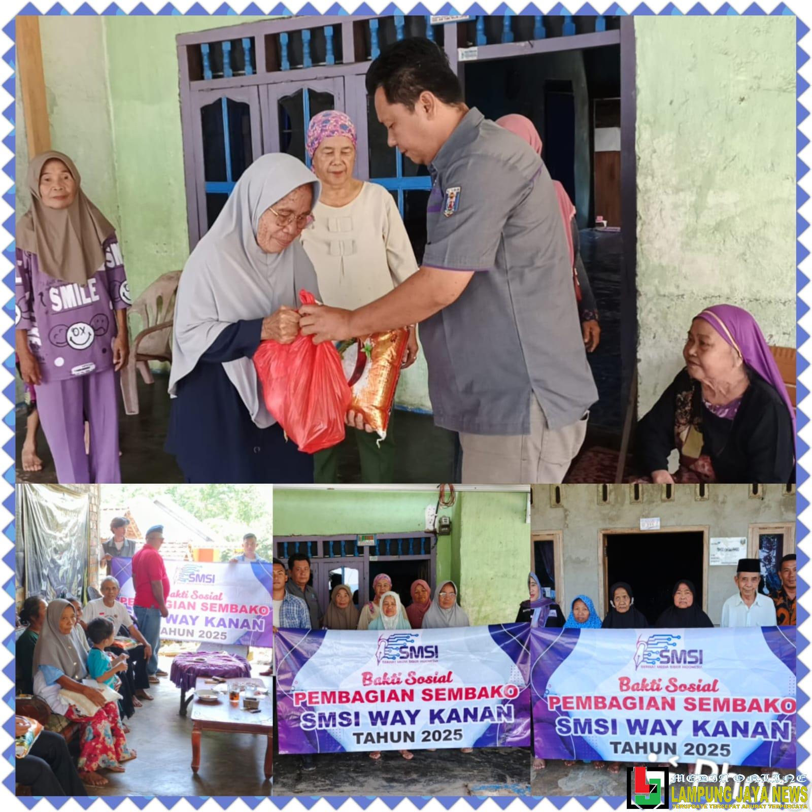 Gelar Aksi Sosial, SMSI Way Kanan Peduli Bagikan Paket Sembako Bagi Masyarakat