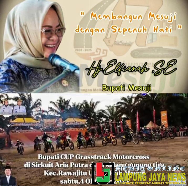 Bupati Elfianah Hadiri Kompetisi Bupati Cup Grasstrack Motocroos Bersama Owner CV Tani Agung di Sirkuit Aris Putra 