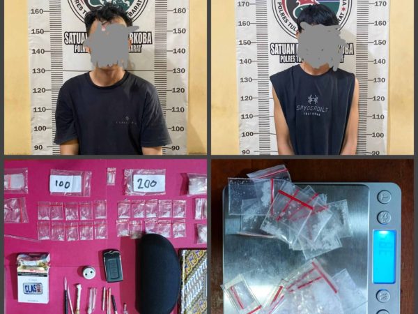 Satresnarkoba Polres Tulang Bawang Barat Amankan Dua Laki-Laki Diduga Pelaku Tindak Pidana Penyalahgunaan Narkoba