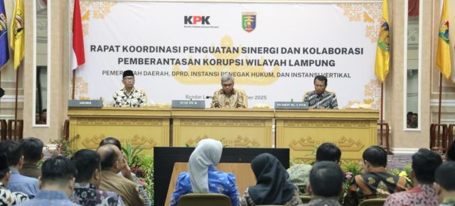 Pemkab Pesibar Hadiri Rakor Penguatan Sinergi dan Koordinasi Pemberantasan Korupsi Pemerintah Daerah Wilayah Lampung Bersama KPK RI