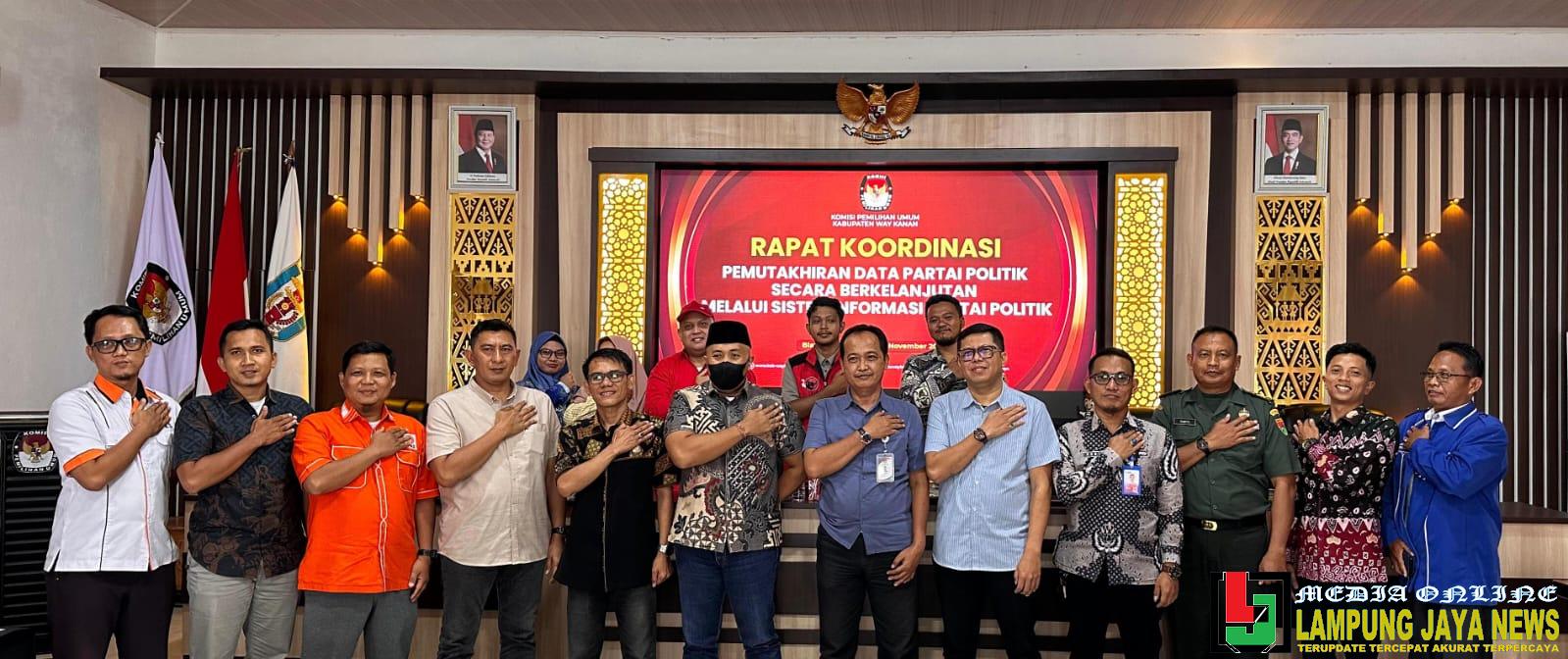 Pastikan Pemutakhiran SIPOL Sesuai dengan Kondisi Faktual, KPU Way Kanan Gelar Rakor Bersama Partai Politik