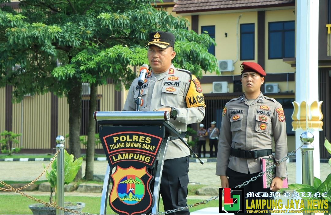 Kapolres Tulang Bawang Barat Pimpin Apel Gelar Pasukan Ops Zebra Krakatau 2025